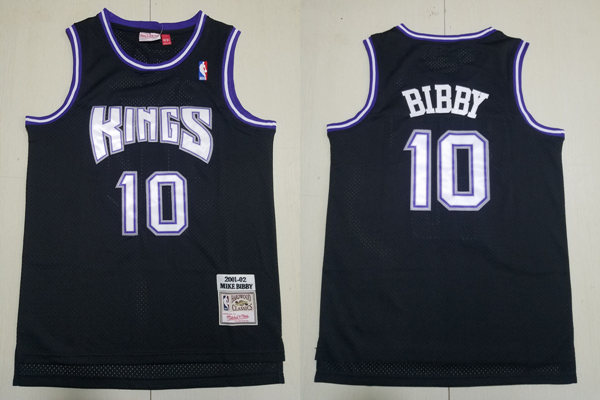 Mens Sacramento Kings #10 Mike Bibby Mitchell & Ness Black 2001-02 Hardwood Classics Throwback Jersey