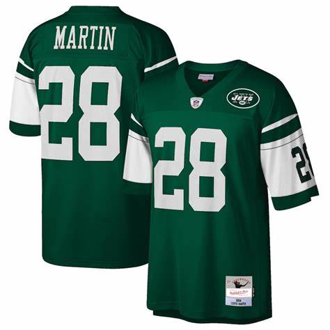 Mens New York Jets #28 Curtis Martin Green Mitchell & Ness NFL Throwback Football Jersey