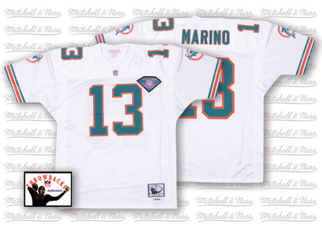 Men's Miami Dolphins #13 Dan Marino White Throwback Jersey