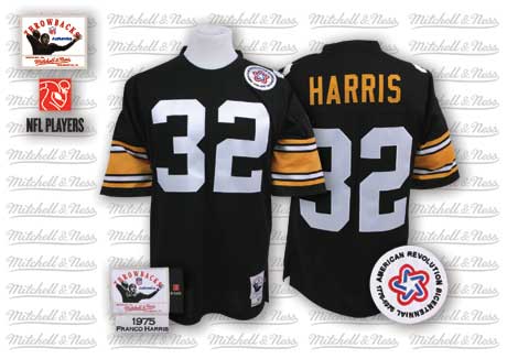 Mens Pittsburgh Steelers #32 Franco Harris Black Throwback Jersey 