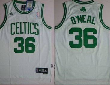 Men's Boston Celtics #36 Shaquille O'Neal White Swingman Jersey 