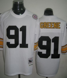 Men's Pittsburgh Steelers #91 Kevin Greene White Throwback Jersey 