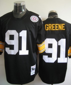 Men's Pittsburgh Steelers #91 Kevin Greene Black Throwback Jersey 