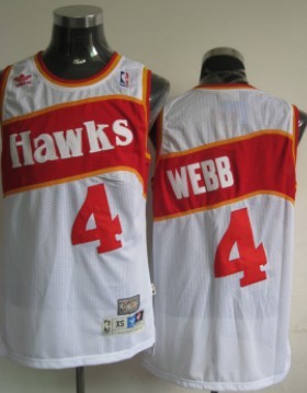 Men's Atlanta Hawks #4 Spud Webb White Throwback Swingman Jersey