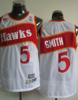 Mens Atlanta Hawks #5 Josh Smith White Throwback Swingman Jersey