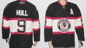 Men's Chicago Blackhawks #9 Bobby Hull Black Third Jersey