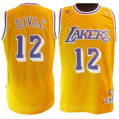 Mens Los Angeles Lakers #12 Vlade Divac Swingman Yellow Mitchell & Ness Throwback Jersey
