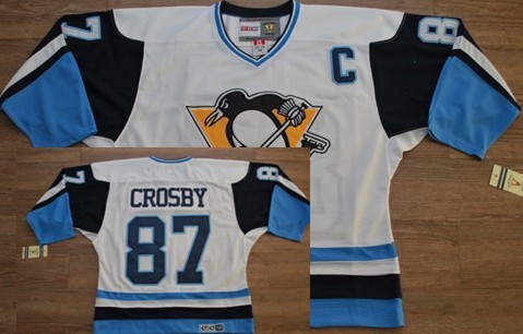 Men's Pittsburgh Penguins #87 Sidney Crosby White Throwback 1972-73  Jersey