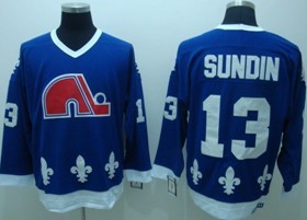 Men's Quebec Nordiques #13 Mats Sundin Navy Blue CCM Vintage Throwback Jersey