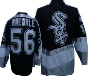 Men's Chicago White Sox #56 Mark Buehrle CCM Black Throwback Hockey Jersey