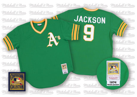 Oakland Athletics #9 Reggie Jackson 1974 Green Road Jersey