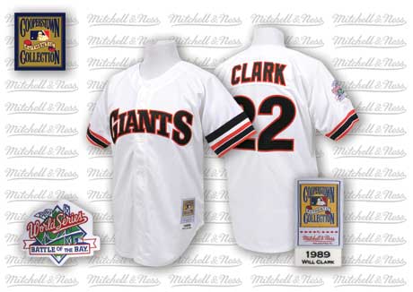 Men's San Francisco Giants #22 Will Clark 1989 White Throwback Vintage Cool Base Baseball Jersey