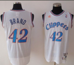 Mens Los Angeles Clipper #42 Elton Brand White Mitchell & Ness 2000-01 Hardwood Classics Swingman Jersey