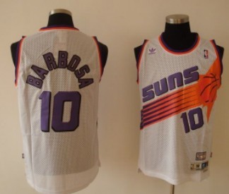 Mens NBA Phoenix Suns #10 Leandro Barbosa White Swingman Throwback Jersey