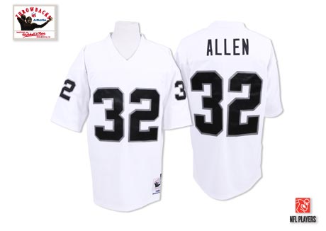 Mens Oakland Raiders #32 Marcus Allen White Mitchell&Ness Throwback Jersey