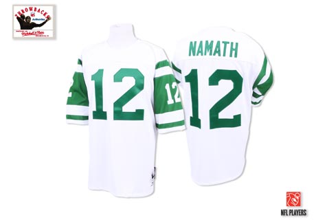 Mens New York Jets #12 Joe Namath White Mitchell & Ness NFL Throwback Football Jersey 