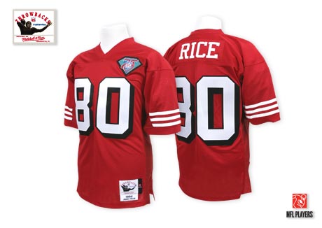 Mens San Francisco 49ers #80 Jerry Rice Red 75TH Throwback Jersey