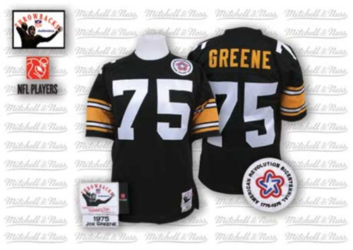 Mens Pittsburgh Steelers #75 Joe Greene Mitchell & Ness Black Throwback Jersey