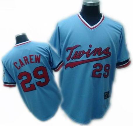 Men's Minnesota Twins #29 Rod Carew Light Blue Pullover Throwback Jersey