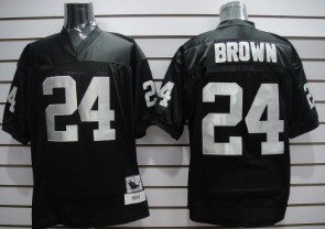 Mens Oakland Raiders #24 Willie Brown Black Mitchell&Ness Throwback Jersey