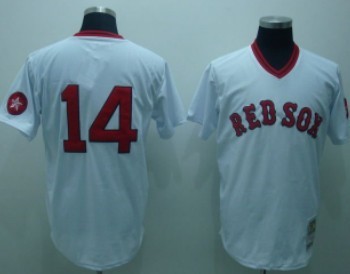 Men's Boston Red Sox #14 Jim Rice 1975 White Pullover Throwabck Jersey