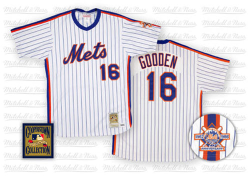 New York Mets #16 Dwight Gooden 1986 White Throwback Jersey