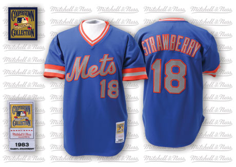 New York Mets #18 Darryl Strawberry 1983 Blue Throwback Jersey