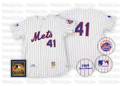 New York Mets #41 Tom Seaver 1969 White Throwback Jersey