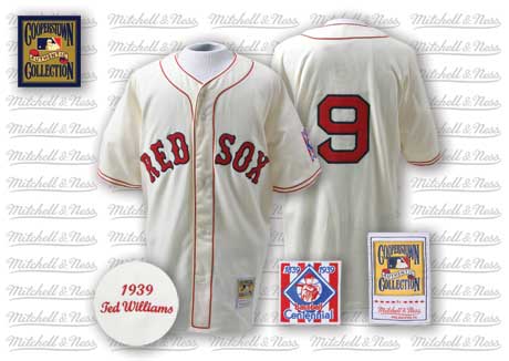 Men's Boston Red Sox  #9 Ted Williams Mitchell & Nes Cream Throwabck Jersey