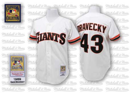 Men's San Francisco Giants #43 Dave Dravecky 1989 White Throwback Jersey