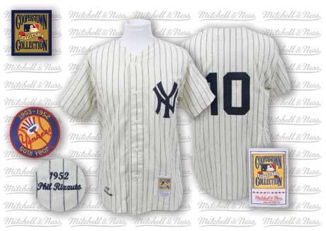 Men's New York Yankees #10 Phil Rizzuto 1952 Cream Throwback Jersey