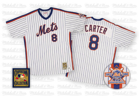 New York Mets #8 Gary Carter 1986 White Throwback Jersey