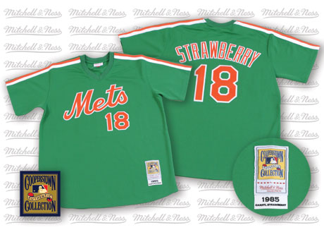 New York Mets #18 Darryl Strawberry 1985 Green Throwback Jersey