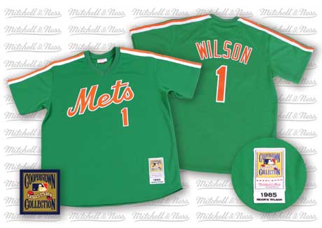New York Mets #1 Mookie Wilson 1985 Green Throwback Jersey