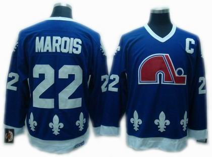 Men's Quebec Nordiques #22 Mario Marois Navy Blue CCM Vintage Throwback Jersey