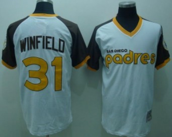 Men's San Diego Padres #31 Dave Winfield 1978 White Pullover Throwback Jersey