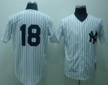 Men's New York Yankees #18 Don Larsen Throwback 1956 White Jersey