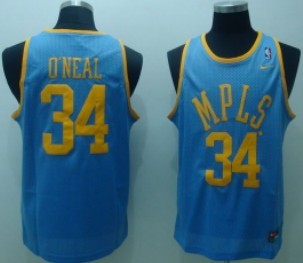 Mens Los Angeles Lakers #34 Shaquille O'neal Blue Throwback Swingman Jersey