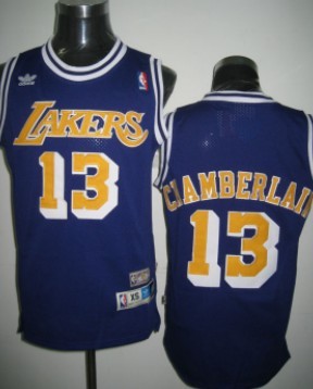 Mens Los Angeles Lakers #13 Wilt Chamberlain  Purple Throwback Swingman Jersey