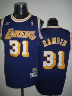 Mens Los Angeles Lakers #31 Kurt Rambis Purple Throwback Swingman Jersey