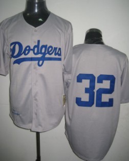 Los Angeles Dodgers #32 Sandy Koufax Gray Throwback Jersey