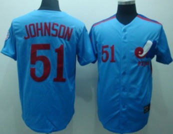 Men's Montreal Expos #51 Randy Johnson Blue Throwback Jersey 