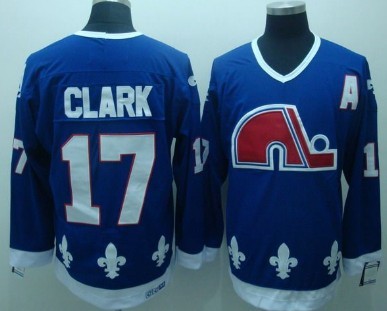 Men's Quebec Nordiques #17 Wendel Clark Navy Blue CCM Vintage Throwback Jersey