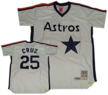 Men's Houston Astros Retired Player #25 Jose Cruz White Throwback Mitchell & Ness Throwback Baseball Jersey