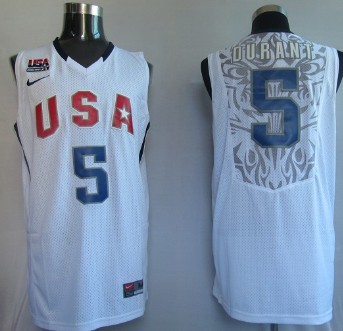 Team USA Basketball #5 Durant Swingman White Jersey