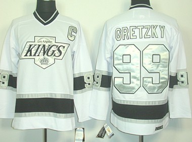 Men's Los Angeles Kings #99 Wayne Gretzky White CCM Throwack Jersey