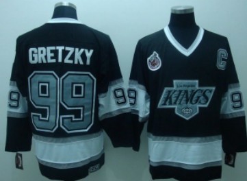 Men's Los Angeles Kings #99 Wayne Gretzky Black CCM Throwack Jersey