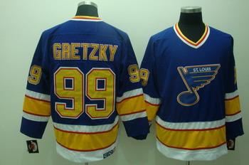 Men's St.Louis Blues #99 Wayne Gretzky Blue Throwback CCM Jersey