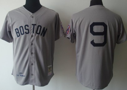 Boston Red Sox #9 Ted Williams 1939 Gray Throwback Jersey