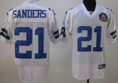 Dallas Cowboys #21 Deion Sanders White 2011 Hall of Fame Class Jersey